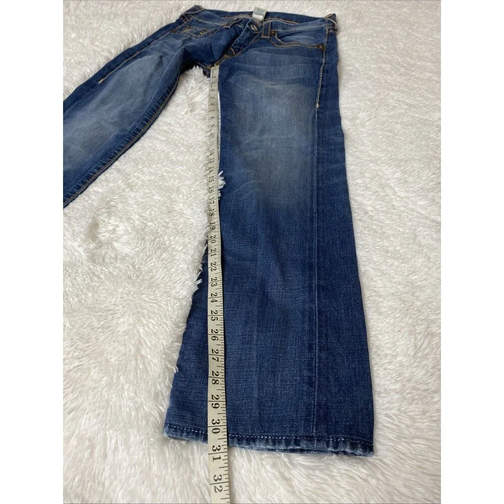 True Religion Denim Jeans Size 30 Straight Blue Stitched Western Cowboy Cotton